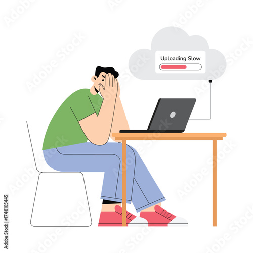 File upload progress delayed due to slow internet Illustration
