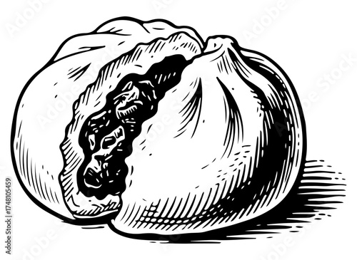 DimSum vector engraving style illustration