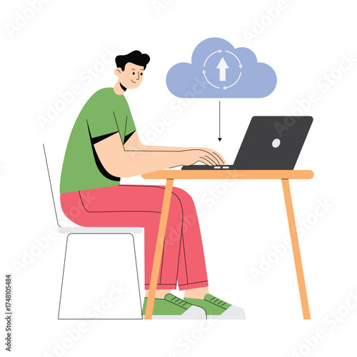 Copying files to cloud storage for backup and safety Illustration