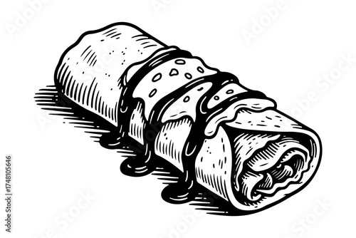 Enchilada vector engraving style illustration
