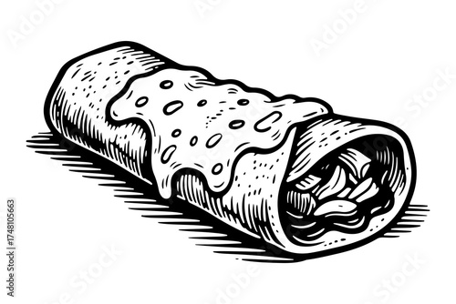 Enchilada vector engraving style illustration