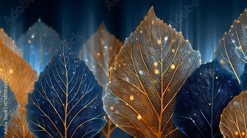 Vibrant blue orange leaves high resolution picture