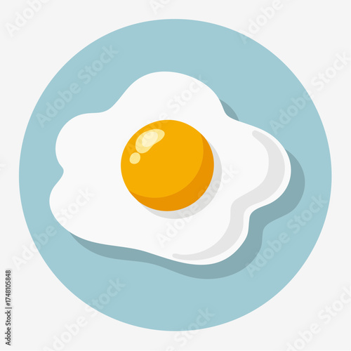 A Sunny-Side-Up Egg Icon Within a Blue Circular Emblem Displayed on a White Backdrop