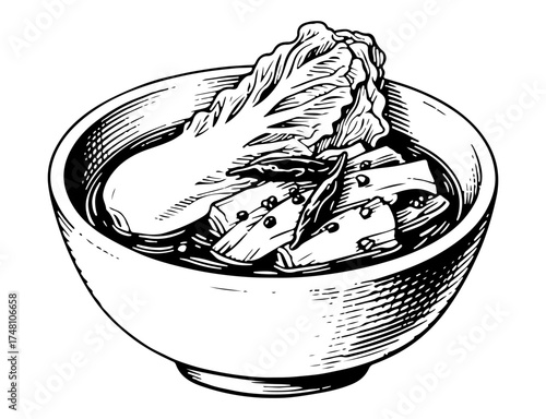 Kimchi vector engraving style illustration