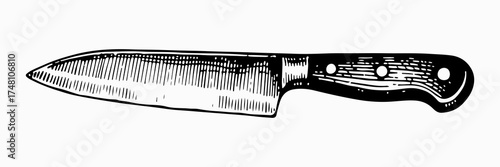 Knife. Vector engraving style illustration