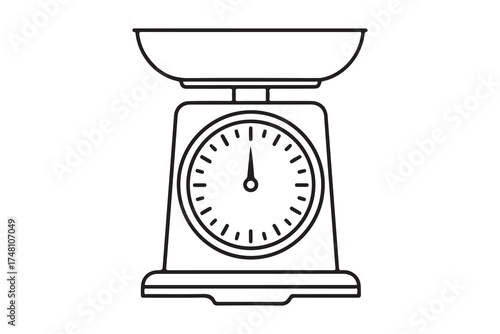 Kitchen scale outline displaying the measurement on its face, isolated on white background