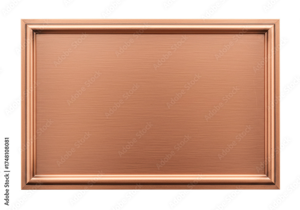 Fototapeta premium Isolated elegant rose gold metal plate texture with a classic rim design, blank surface