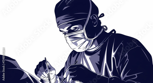 A dedicated and highly skilled surgeon, focused intently during a complex medical operation, utilizes precise instruments to perform a critical and life-saving procedure in a sterile