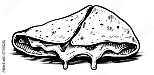 Quesadilla vector engraving style illustration