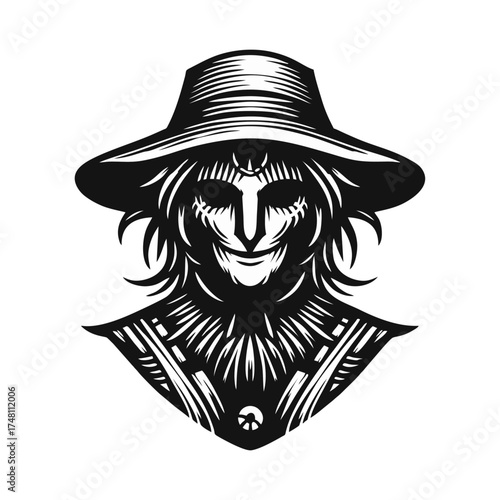 Stylized Vector Portrait of a Witch Doctor with Hat