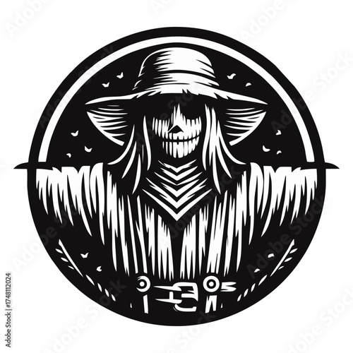Vector Illustration of Scarecrow in Circle