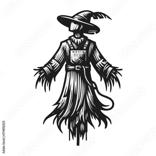 Vector Illustration of a Scarecrow Silhouette