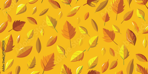 Autumn leaves scattered on a golden backdrop golden background fall foliage