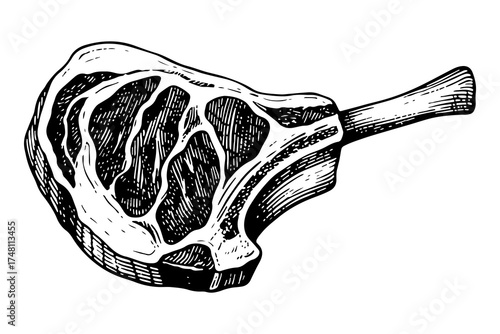Veal vector engraving style illustration