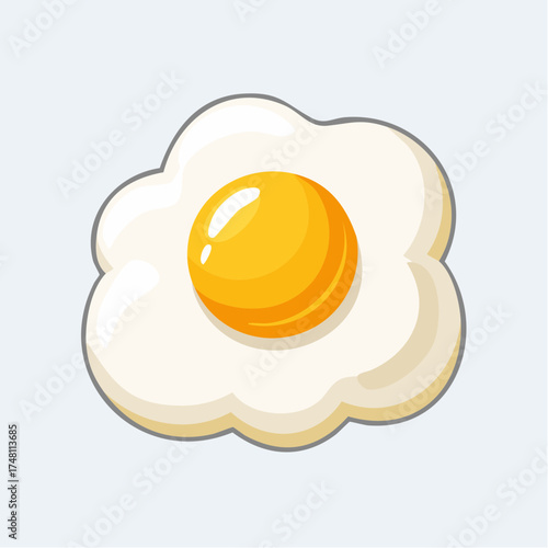 Illustration of a Fried Egg: Simple, Fresh, and Cartoonish, Perfect for Breakfast Designs