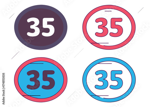 Circular logos with number thirty five circle graphic