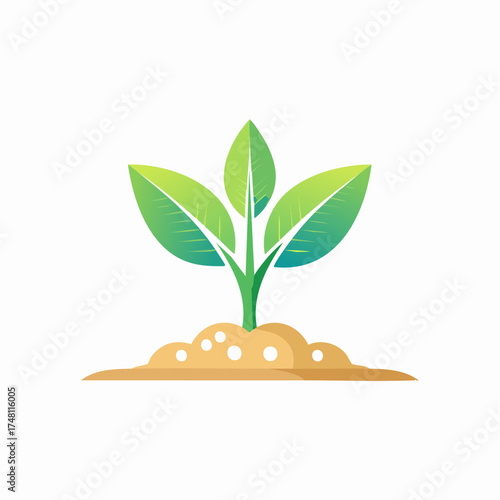 Illustrative representation of a verdant sprout emerging from fertile soil, isolated design