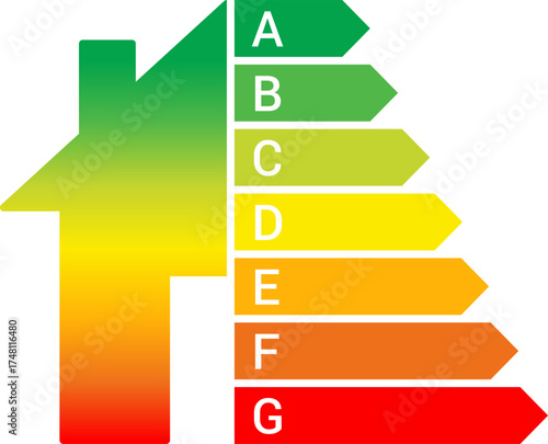 Energy-Efficient Home Design insulation icon. Energy efficiency icon, Electricity consumption, Efficiency rating sign, Sustainable living, Eco certification. Vector