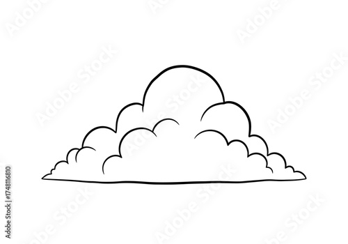 Simple hand-drawn cloud design in black outline on white background  