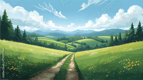 landscape with mountains and blue sky