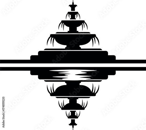Symmetrical black fountain graphic vector illustration design