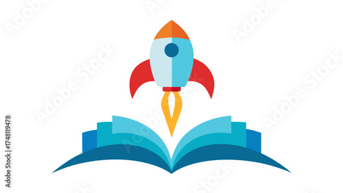 Rocket launching from an open book education learning