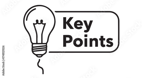 Stylized light bulb icon representing key points or ideas, isolated on transparent background