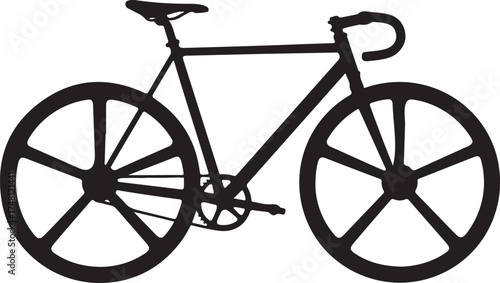 Fixed gear bicycle silhouette illustration in clean minimalist design style
