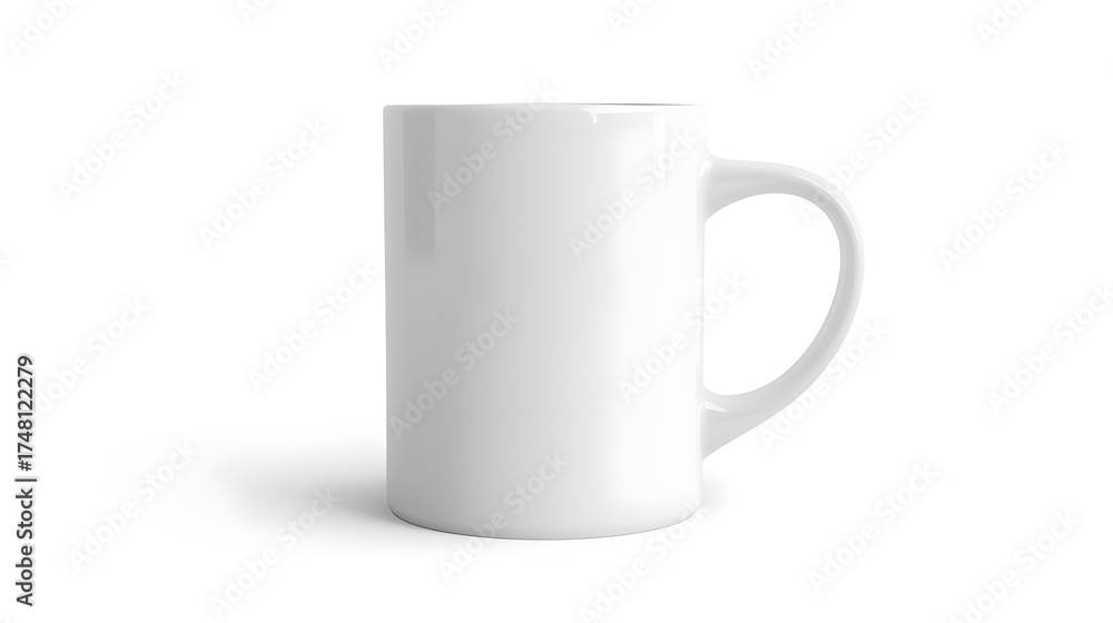 Obraz premium Clean white ceramic mug isolated on white background, perfect for branding or design