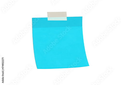 Sticky note aqua with tape isolated on transparent background