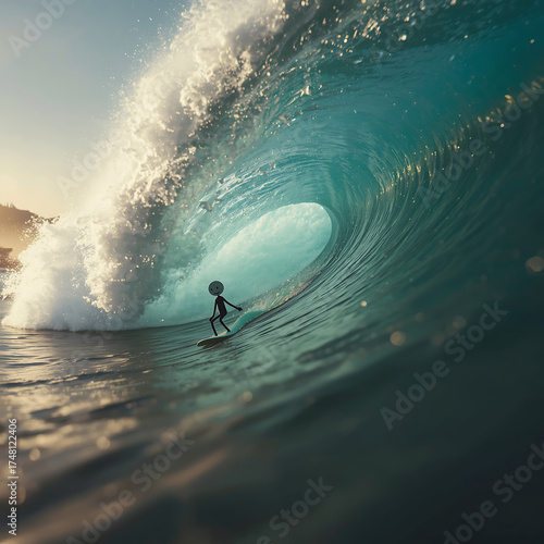 surfing on the beach