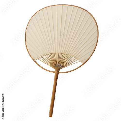 Uchiwa Japanese Hand Fan Isolated on White Background
