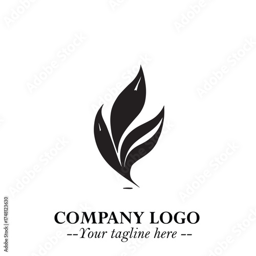 Leaf Logo Symbol Black on White Background in Elegant Minimalist Vector Design for Eco Branding