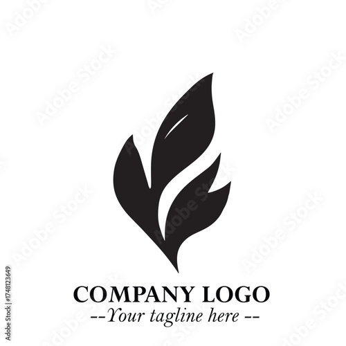 Leaf Logo Symbol Black on White Background in Elegant Minimalist Vector Design for Eco Branding