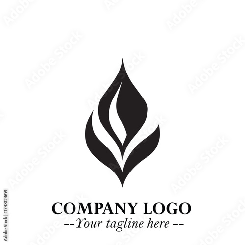 Leaf Logo Symbol Black on White Background in Elegant Minimalist Vector Design for Eco Branding