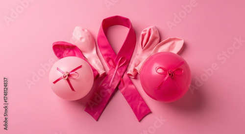 Wallpaper Mural Pink Ribbons and Balloons for Breast Cancer Awareness Month Support Torontodigital.ca
