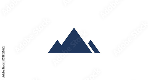 Simple mountain range icon in a minimalist flat design. Abstract geometric triangles forming a peak symbol for a corporate logo