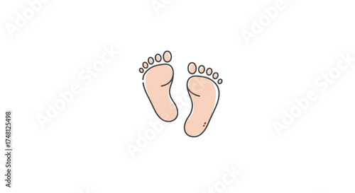 Minimalist vector illustration of a pair of bare feet, perfect for health, wellness, or children's themes