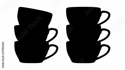 Stacked coffee cups create a modern, minimalist design element perfect for cafes, restaurants, or morning beverage promotions, made with scalable vector art