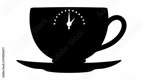 Elegant teacup silhouette with a unique gauge design, perfect for cafe branding or creative design projects offering a modern and stylish caffeine icon