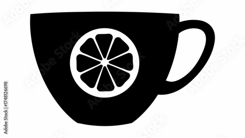 Invigorating citrus in a teacup symbol for healthy living, refreshment and zesty mornings! Perfect beverage illustration with a modern, minimalist design