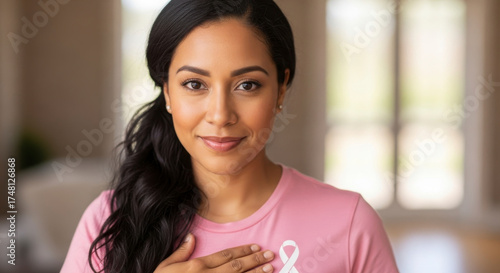 Wallpaper Mural Woman Wearing Pink Shirt with Breast Cancer Awareness Ribbon Torontodigital.ca