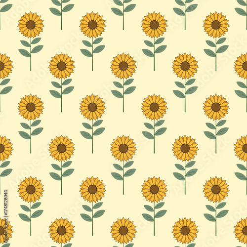 Seamless floral pattern with sunflowers 