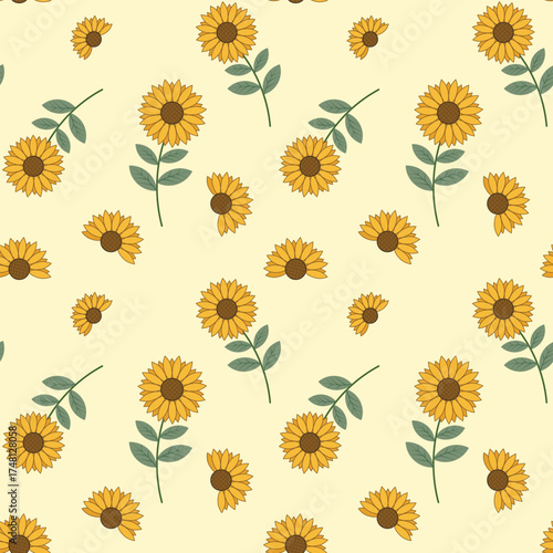 Seamless floral pattern with sunflowers 