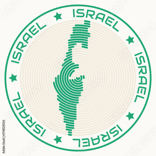 Israel map with round title. Country shape rings. Israel text around the country boundary shape. Classy vector illustration.