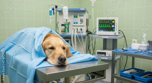 Wallpaper Mural Canine patient recovering from surgery at veterinary clinic examination table Torontodigital.ca
