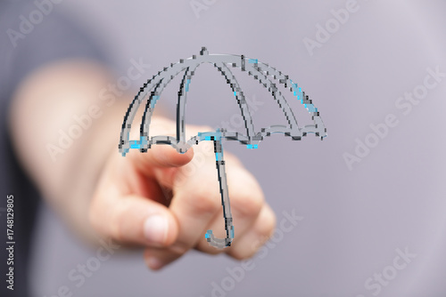 A hand holds a digital umbr...