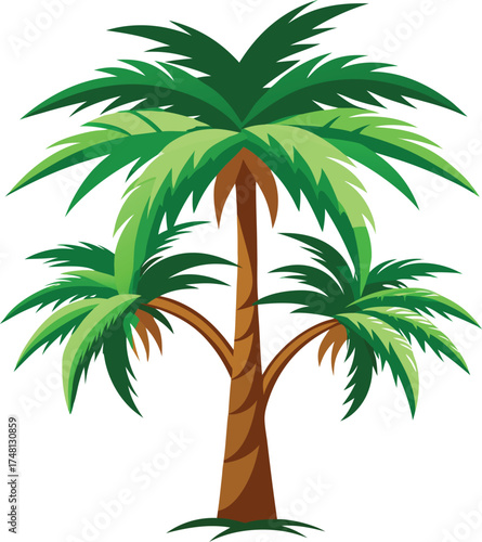 Tropical Chamaedorea Palm Tree Vector Art in Minimal Modern Style