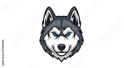 Bold Husky Mascot with Intense Blue Eyes, Perfect for Sports Teams & Esport Logos, Ready to Add Fierce Energy to Your Brand Identity and Graphic Design