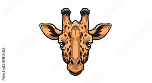 Adorable giraffe face with expressive eyes, a perfect design for wildlife lovers, children's books, and conservation projects looking for a cute mascot